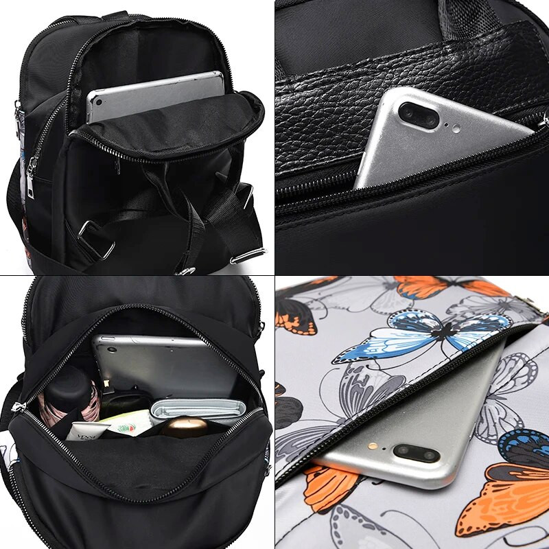 Oxford ruksak s leptir aplikacijama Ženska višenamjenska patchwork torba za rame Protuprovalni putni ruksak Patchwork školska torba