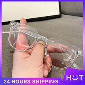 Νέα γυαλιά ροζ ρουζ Γυαλιά ηλίου διάφανο μαύρο πλαίσιο Κοριτσίστικο φωτοχρωμικό φακό Γυναικεία Celebrity γυαλιά ηλίου