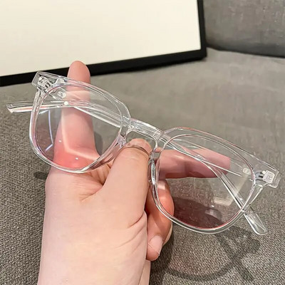 Νέα γυαλιά ροζ ρουζ Γυαλιά ηλίου διάφανο μαύρο πλαίσιο Κοριτσίστικο φωτοχρωμικό φακό Γυναικεία Celebrity γυαλιά ηλίου