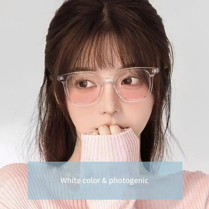 Νέα γυαλιά ροζ ρουζ Γυαλιά ηλίου διάφανο μαύρο πλαίσιο Κοριτσίστικο φωτοχρωμικό φακό Γυναικεία Celebrity γυαλιά ηλίου