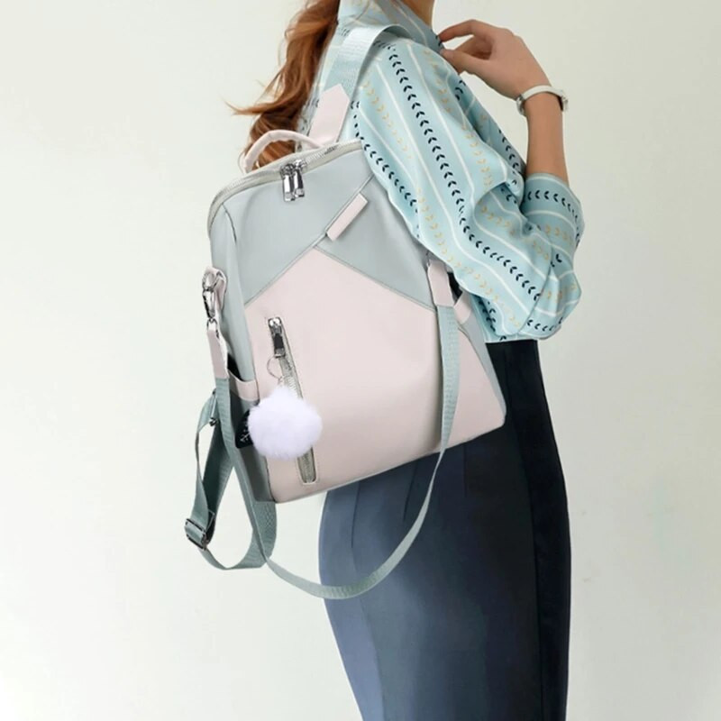 Ženska protuprovalna ruksak u boji blokova, tinejdžerska, studentska, školska torba, torba za rame velikog kapaciteta, vodootporni putni ruksak