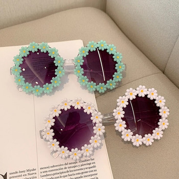 KAMMPT Ретро специални кръгли слънчеви очила с цвете на маргаритка Женски 2022 ретро модна марка Женски очила Парти Пътуващи UV нюанси