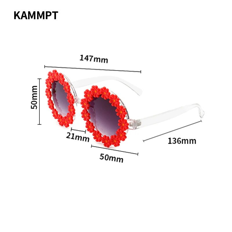 KAMMPT Retro erilised ümmargused Daisy Flower päikeseprillid, naine 2022. aasta vanamoebrändi naiste prillid, reisivad UV-varjud