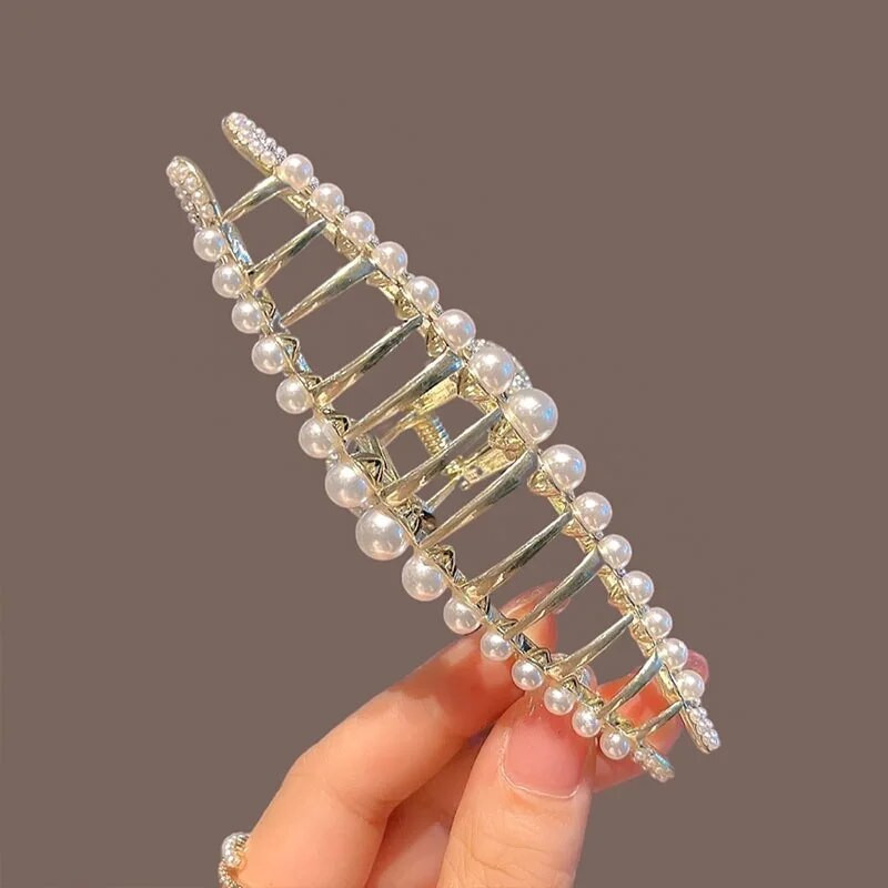 Ljetna modna biserna kopča za kosu Velika kopča za žene Sjajne metalne ukosnice Elegantna nepravilna kopča za konjski rep, moderne kopče za kosu