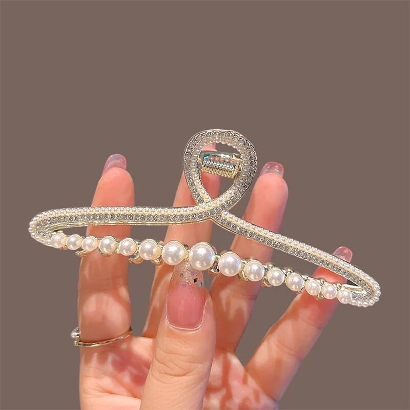 Ljetna modna biserna kopča za kosu Velika kopča za žene Sjajne metalne ukosnice Elegantna nepravilna kopča za konjski rep, moderne kopče za kosu