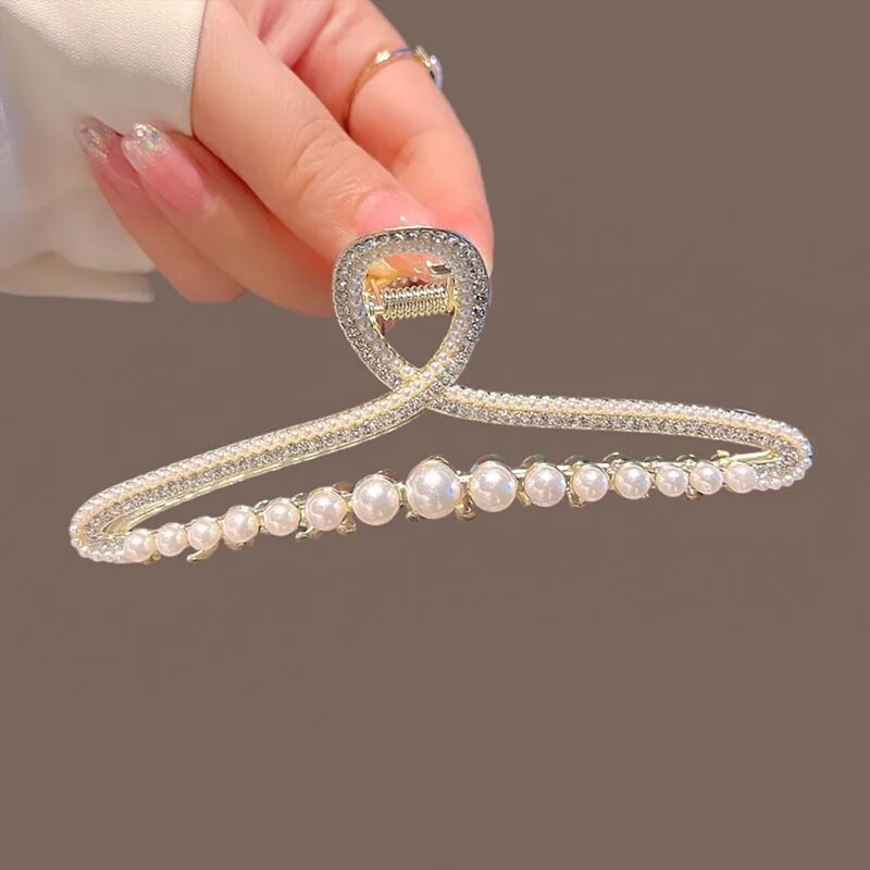 Ljetna modna biserna kopča za kosu Velika kopča za žene Sjajne metalne ukosnice Elegantna nepravilna kopča za konjski rep, moderne kopče za kosu