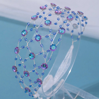 Νυφικός Γάμος Κρυστάλλινο Πέρλα Λουλούδι Κεφαλόδεσμος Νυφικά Αξεσουάρ Μαλλιών Νύφη Τιάρα Χειροποίητο Στέμμα Διακόσμηση Μαλλιά Κοσμήματα