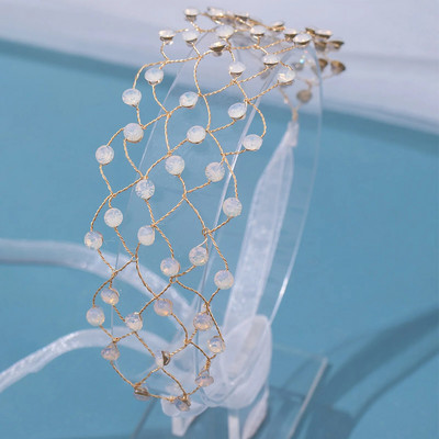 Νυφικός Γάμος Κρυστάλλινο Πέρλα Λουλούδι Κεφαλόδεσμος Νυφικά Αξεσουάρ Μαλλιών Νύφη Τιάρα Χειροποίητο Στέμμα Διακόσμηση Μαλλιά Κοσμήματα