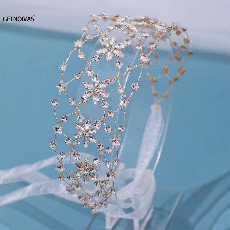 Νυφικός Γάμος Κρυστάλλινο Πέρλα Λουλούδι Κεφαλόδεσμος Νυφικά Αξεσουάρ Μαλλιών Νύφη Τιάρα Χειροποίητο Στέμμα Διακόσμηση Μαλλιά Κοσμήματα