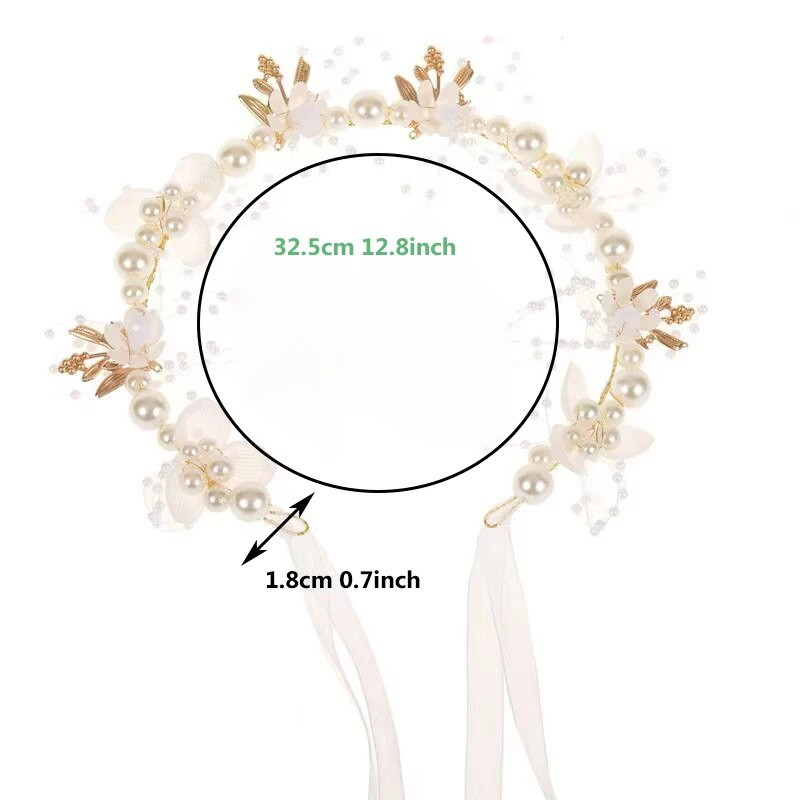 Ρομαντικό φλοράλ νυφικό κεφαλόδεσμο 1 τεμ. Διακοσμημένο με ψεύτικα μαργαριτάρια χάντρες Γαμήλιο κεφαλόδεσμο Princess Birthday Party