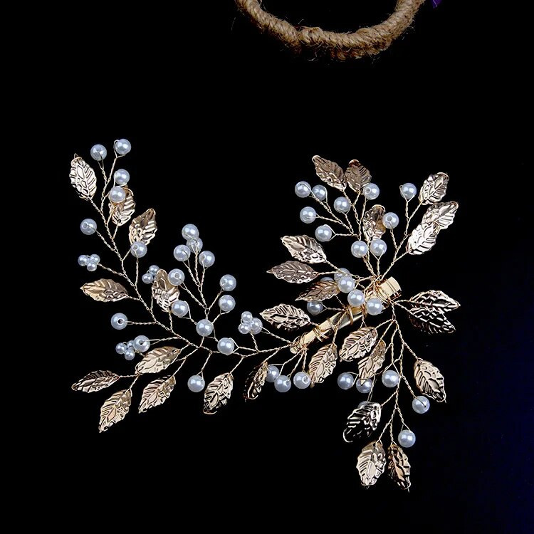 Rhinestone Peal Ukosnica za mladenke Zlatna legura Ukras za glavu Vjenčana kopča za glavu Dodaci za kosu Nakit Pokrivala za glavu mladenke za zabavu