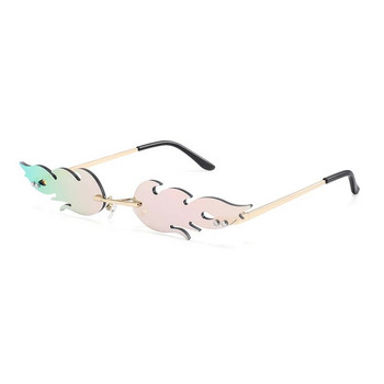 2023 Luxury Fashion Fire Flame Γυναικεία γυαλιά ηλίου Rimless Wave γυαλιά ηλίου Μεταλλικές αποχρώσεις για Vintage γυναικεία γυαλιά καθρέφτη UV400
