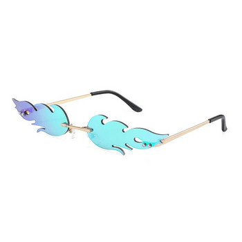 2023 Луксозни модни слънчеви очила Fire Flame Дамски слънчеви очила без рамки с вълна Метални абажури за ретро дамски огледални очила UV400