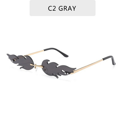 2023 Luxury Fashion Fire Flame Γυναικεία γυαλιά ηλίου Rimless Wave γυαλιά ηλίου Μεταλλικές αποχρώσεις για Vintage γυναικεία γυαλιά καθρέφτη UV400