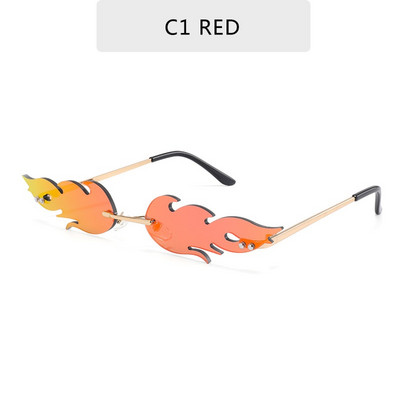 2023 Luxury Fashion Fire Flame Γυναικεία γυαλιά ηλίου Rimless Wave γυαλιά ηλίου Μεταλλικές αποχρώσεις για Vintage γυναικεία γυαλιά καθρέφτη UV400