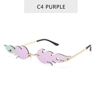 2023 Luxury Fashion Fire Flame Γυναικεία γυαλιά ηλίου Rimless Wave γυαλιά ηλίου Μεταλλικές αποχρώσεις για Vintage γυναικεία γυαλιά καθρέφτη UV400
