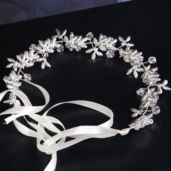 Дамска бяла ръчно изработена перлена кристална лента за глава Кристална глава Булчинска сватбена рокля Венец за глава Аксесоари за коса