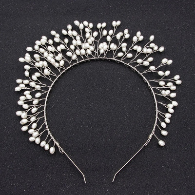 Käsitsi valmistatud pärlitest metallist lehest pruudi pulmapael Kristallpeakatted pulmajuukseaksessuaarid Käsitsi valmistatud lillepärl