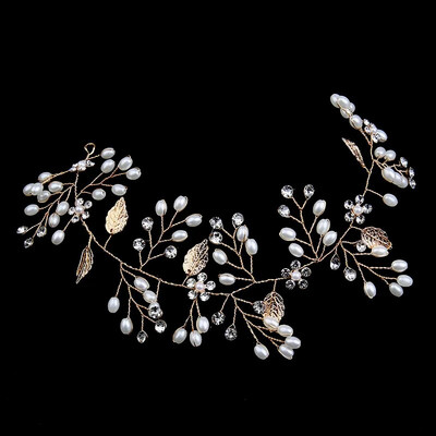 Mood Pruudi pulmapärl Aolly Leaf HairBand Juukseaksessuaarid naistele Valge lillega peakate pruudi juuksekaunistused ehted