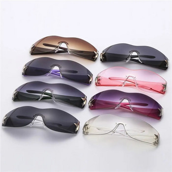 Модерни слънчеви очила с обвивка за жени Мъже Y2K пънк очила от една част Извънгабаритни спортни слънчеви очила Модни сенки Очила