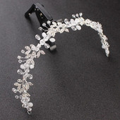 Кристална перлена лента за коса Булчински цветен венец Корона Сватбена рокля Шапки Детски венец Аксесоари за глава