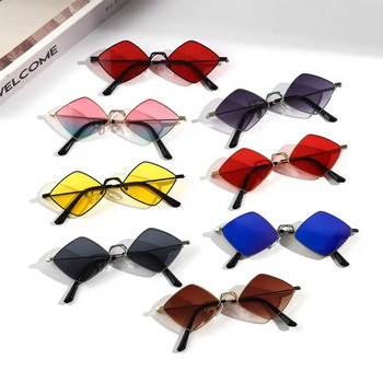 2024 Ретро Слънчеви очила с форма на диамант Модни метални неправилни сенници Очила Мъжки Женски Цветни лещи Слънчеви очила Унисекс