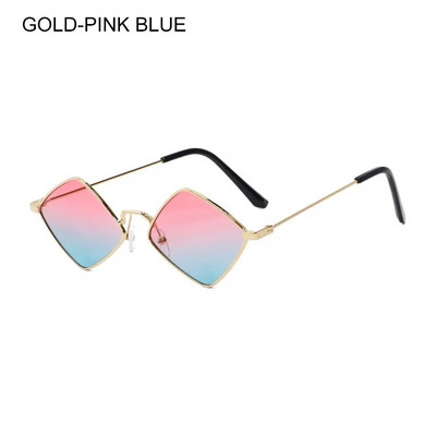 Ochelari de soare retro în formă de diamant 2024, metal, umbrele de soare neregulate, ochelari pentru bărbați, femei, lentile colorate, ochelari de soare, unisex