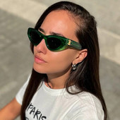 Дамски слънчеви очила с котешко око Дамски винтидж малки рамки Луксозна марка Секси слънчеви очила Cateye Женски модни нюанси UV400 очила