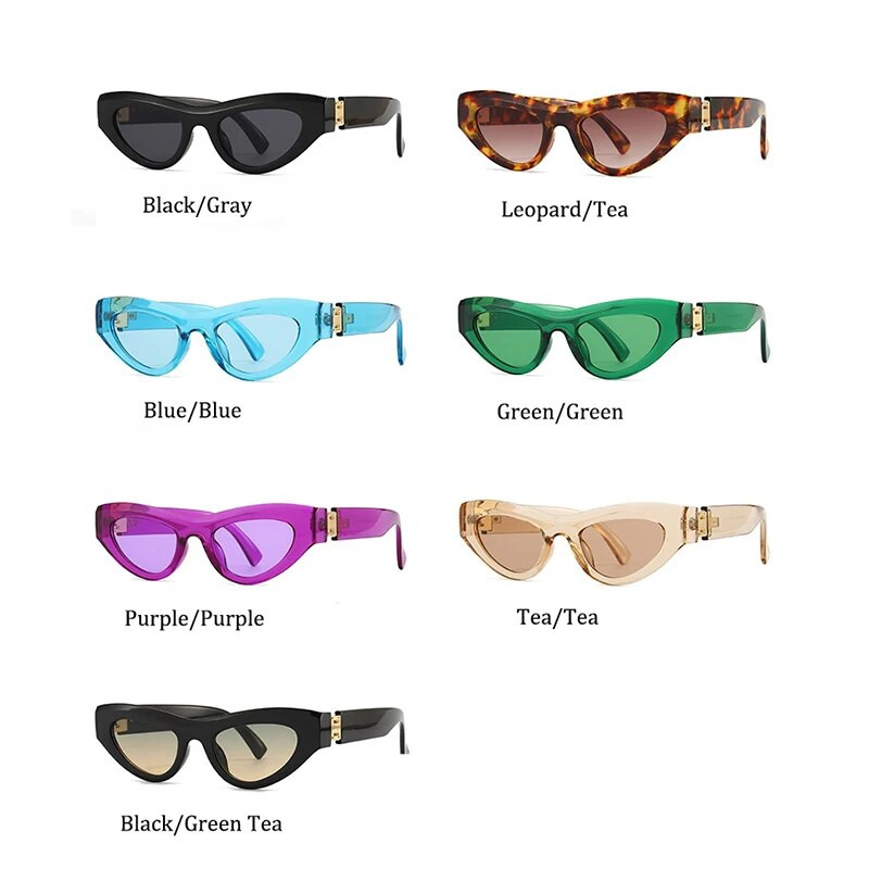 Дамски слънчеви очила с котешко око Дамски винтидж малки рамки Луксозна марка Секси слънчеви очила Cateye Женски модни нюанси UV400 очила