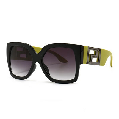 Ochelari de soare cu ramă pătrată groasă pentru femei Ochelari de soare de mare dimensiune Lunette Femme Ochelari de soare de marcă de lux scobiți în nuanțe vintage