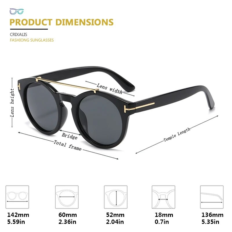CRIXALIS Ретро кръгли слънчеви очила Дамски двойни лъчи Дизайн Слънчеви очила за жени Реколта Anti Glare шофиране Shades Lady UV400