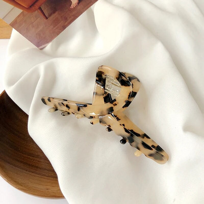 Bilandi Κομψή λεοπάρ στάμπα Κλιπ μαλλιών Μεγάλο κλιπ οξικής αρπαγής Ρετρό νύχια μαλλιών για γυναίκες Αξεσουάρ μαλλιών Styling μαλλιών