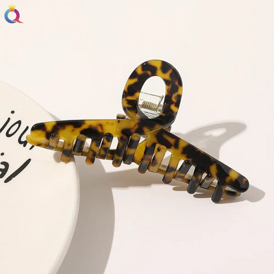 Bilandi Κομψή λεοπάρ στάμπα Κλιπ μαλλιών Μεγάλο κλιπ οξικής αρπαγής Ρετρό νύχια μαλλιών για γυναίκες Αξεσουάρ μαλλιών Styling μαλλιών