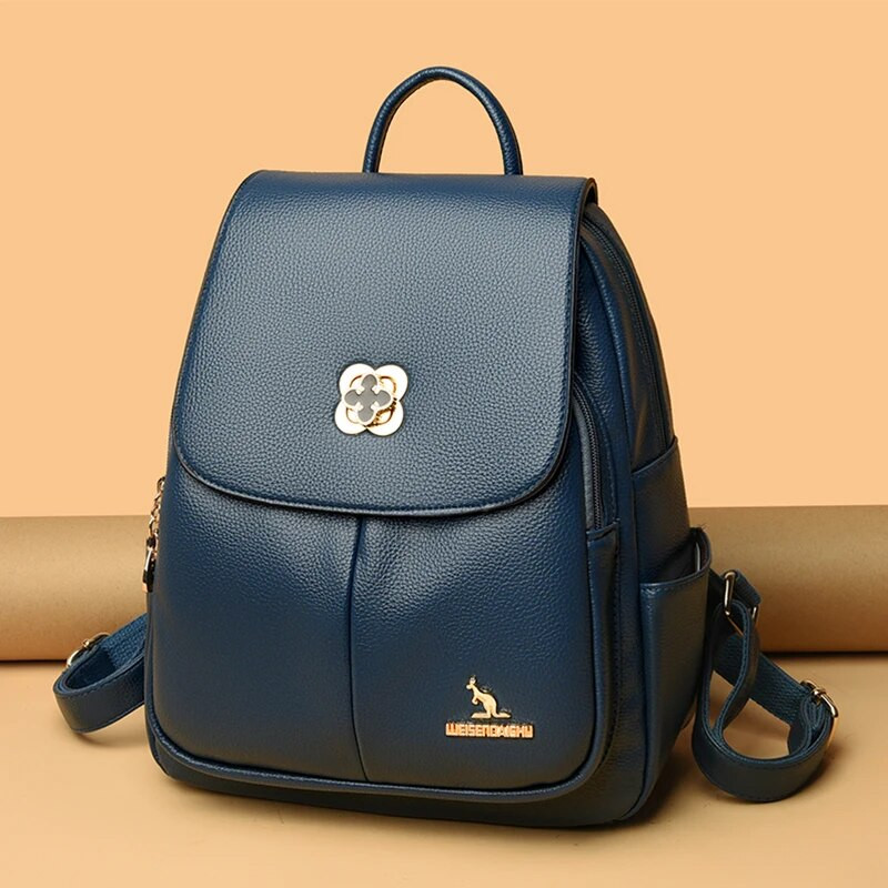 Висококачествена кожена тъкан с вдлъбнатини LOGO Раница с голям капацитет Раница против кражба Нови известни дамски дизайнерски ученически чанти