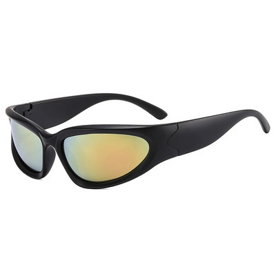 Модни слънчеви очила Wrap Around Cyber Y2K Дамски сребърни овални нюанси Спортни колоездене Слънчеви очила Естетични очила за мъже на открито