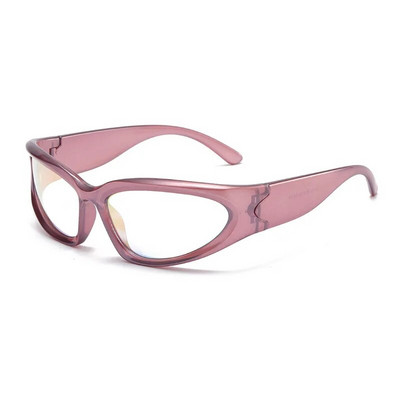 Модни слънчеви очила Wrap Around Cyber Y2K Дамски сребърни овални нюанси Спортни колоездене Слънчеви очила Естетични очила за мъже на открито