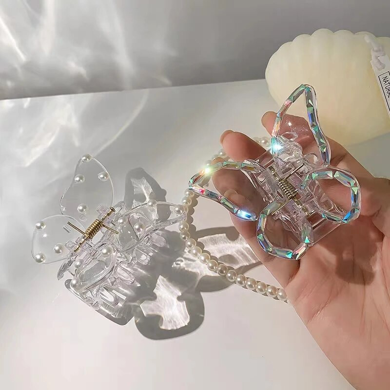 Πολύχρωμο κλιπ μαλλιών πεταλούδα μαργαριτάρι Γυναικεία γλυκά μοντέρνα μαλλιά νύχια καβούρια ακρυλικά γεωμετρικά καλύμματα κεφαλής Barrettes