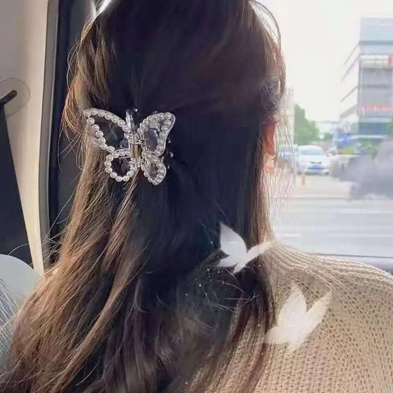 Πολύχρωμο κλιπ μαλλιών πεταλούδα μαργαριτάρι Γυναικεία γλυκά μοντέρνα μαλλιά νύχια καβούρια ακρυλικά γεωμετρικά καλύμματα κεφαλής Barrettes