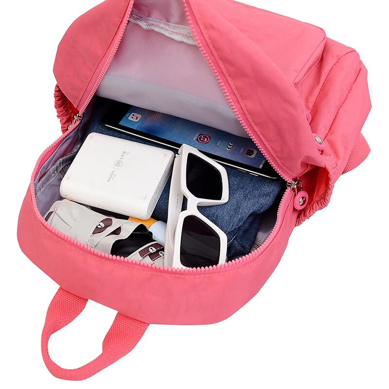 Πρακτική, μεγάλης χωρητικότητας, μονόχρωμη σχολική τσάντα Anti Theft Anti Splash Nylon Shoulder Bag Fashion Famous Women Designer Backpack