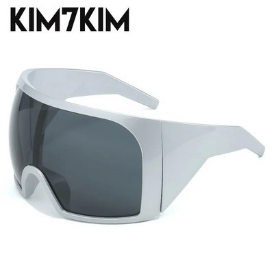 Извънгабаритна маска Пънк очила слънчеви очила Жени Мъже 2023 Тенденция Y2k Спортни слънчеви очила Женски ретро 2000's Shield One Piece Sunglasses