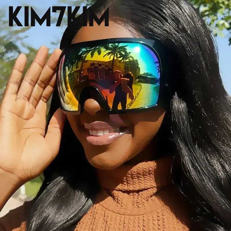 Извънгабаритна маска Пънк очила слънчеви очила Жени Мъже 2023 Тенденция Y2k Спортни слънчеви очила Женски ретро 2000's Shield One Piece Sunglasses