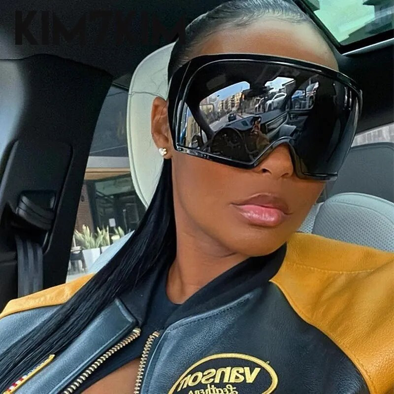 Извънгабаритна маска Пънк очила слънчеви очила Жени Мъже 2023 Тенденция Y2k Спортни слънчеви очила Женски ретро 2000's Shield One Piece Sunglasses