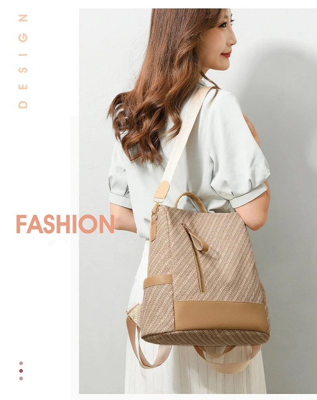 Дамска раница 2023 Нова чанта против кражба Голяма вместимост Раница за пътуване на открито Раница за свободното време с двойно предназначение