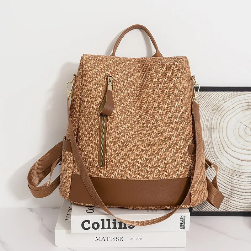 Дамска раница 2023 Нова чанта против кражба Голяма вместимост Раница за пътуване на открито Раница за свободното време с двойно предназначение