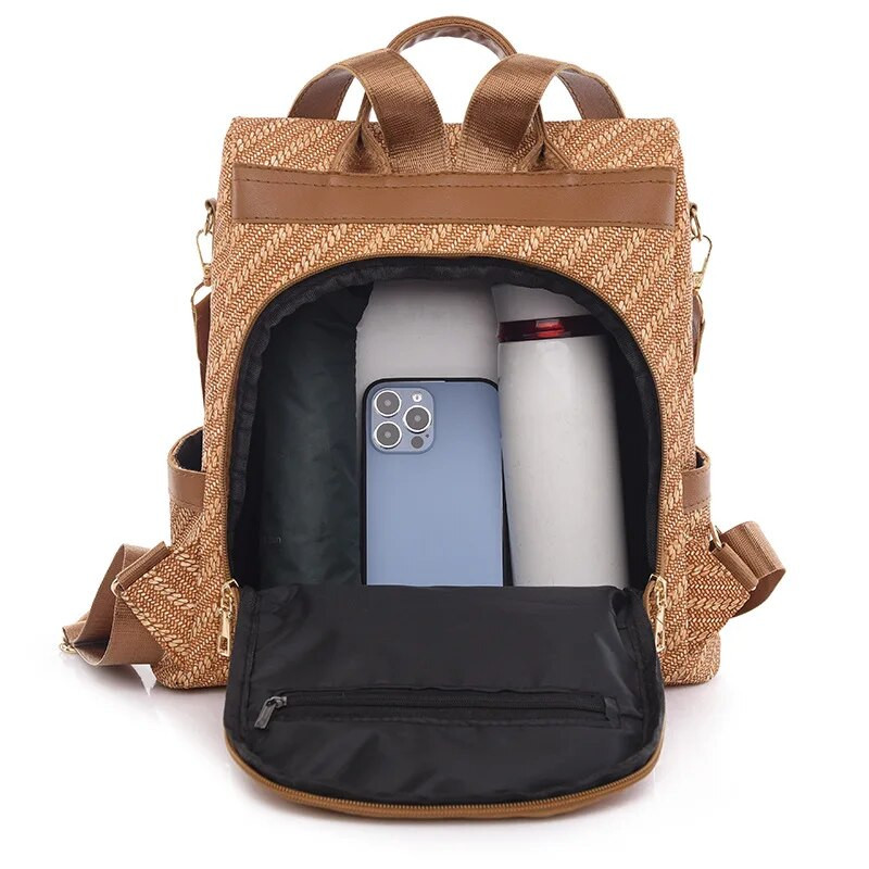 Дамска раница 2023 Нова чанта против кражба Голяма вместимост Раница за пътуване на открито Раница за свободното време с двойно предназначение