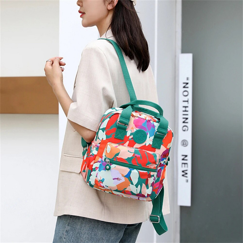 Ženski ruksak s dizajnom cvjetnog uzorka Višenamjenska visokokvalitetna najlonska ženska torba na rame Nove ženske torbe protiv krađe Sac Femme