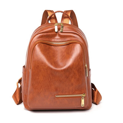 Γυναικείο δερμάτινο σακίδιο πλάτης designer Style Υψηλής ποιότητας ρετρό μονόχρωμο σχολικές τσάντες casual γυναικεία τσάντα πλάτης