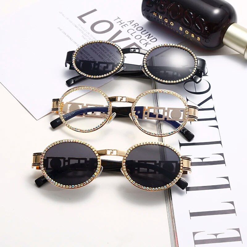 Fashion Oval Diamond γυαλιά ηλίου Νέα γυναικεία ανδρικά πολυτελή στρας αποχρώσεις ηλίου γυαλιά ντεγκραντέ Γυαλιά φακού Γυναικεία γυαλιά οράσεως UV400