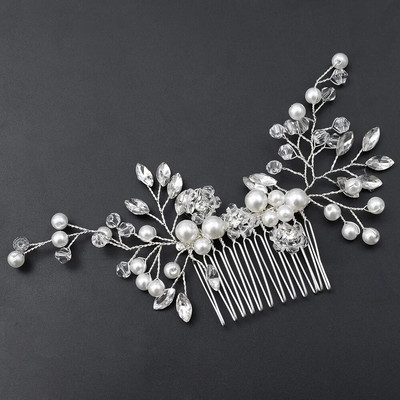 Prabangūs perlų krištoliniai vestuviniai plaukų šukos Plaukų aksesuarai nuotakos gėlių galvos apdangalai Moteriški nuotakos plaukų papuošalai papuošalai