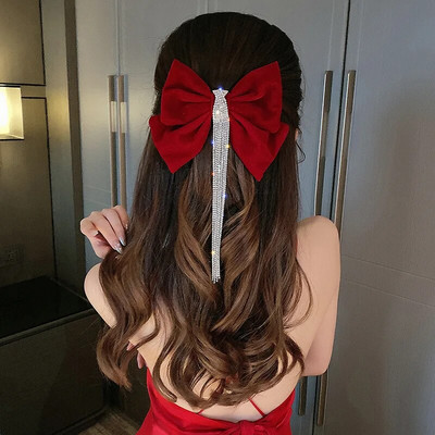 Uus veluur, graatsiline juuksenõel, kristallist narmad, tutiga juukseklambrid, naiste hobusesaba, kivist pärlitega kaunistatud juuste aksessuaarid kingitused, riided